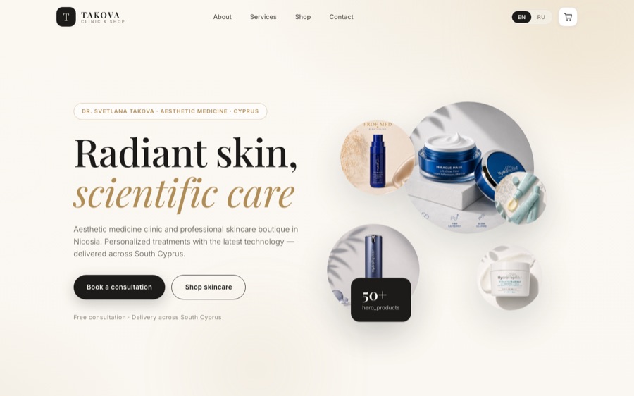 Takova Clinic & Shop — превью сайта